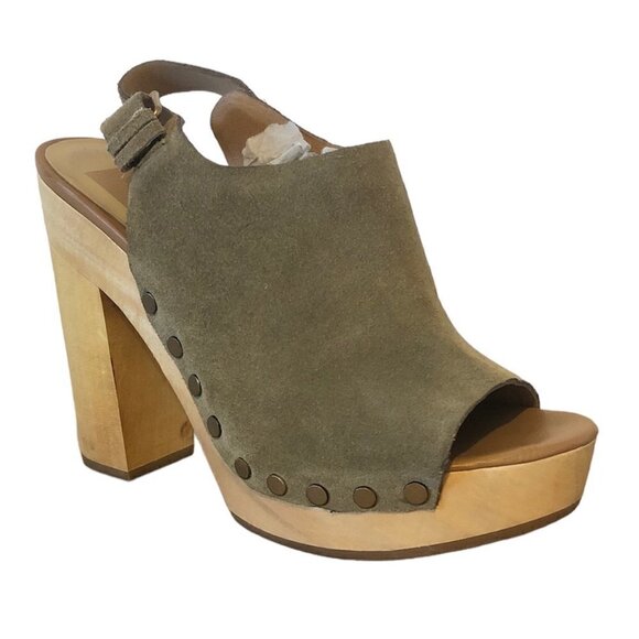 DOLCE VITA Sadey Heels Women’s Size 8.5 US Green/Tan Peep Toe Shoes Slingback - Picture 13 of 13